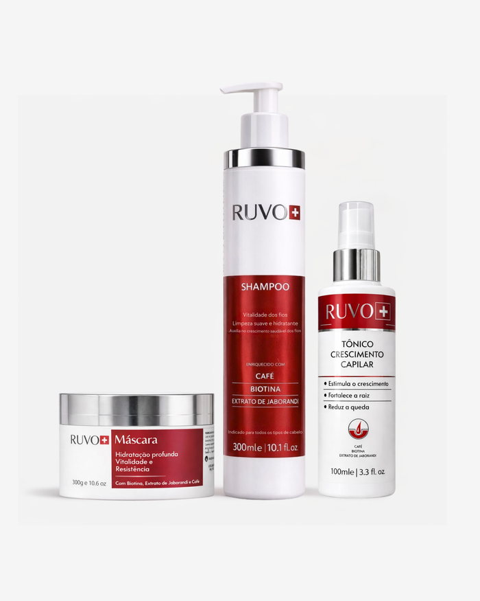 Kit Tratamento Capilar RUVO Shampoo Máscara e Tônico Fortalecedor