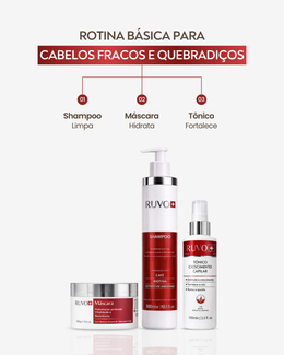 Kit Tratamento Capilar RUVO Shampoo Máscara e Tônico Fortalecedor